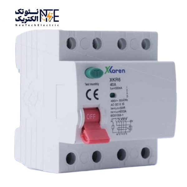 کلید محافظ جان 4 پل 25 آمپر Xkoren مدل XKR6 4P-30/25A